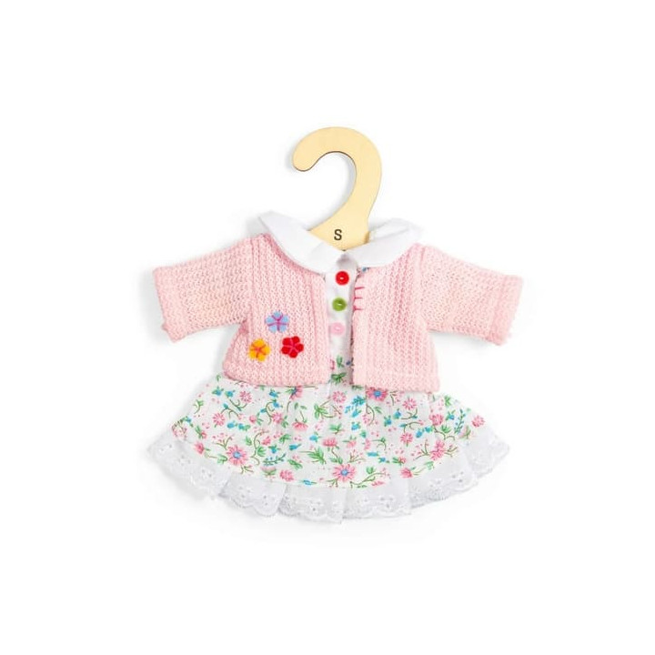 Bigjigs Toys Květinové růžové šaty a svetřík pro panenku 28 cm