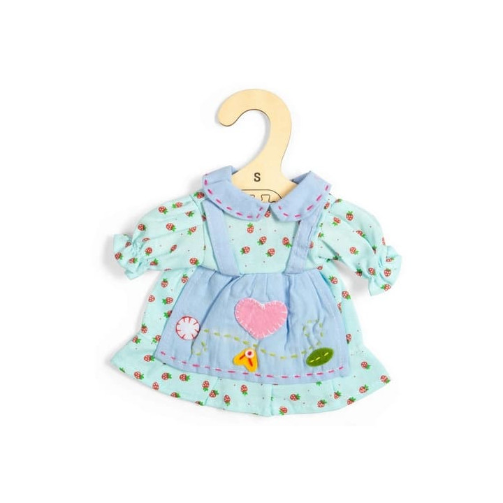 Bigjigs Toys Modré šaty s jahůdkami pro panenku 28 cm