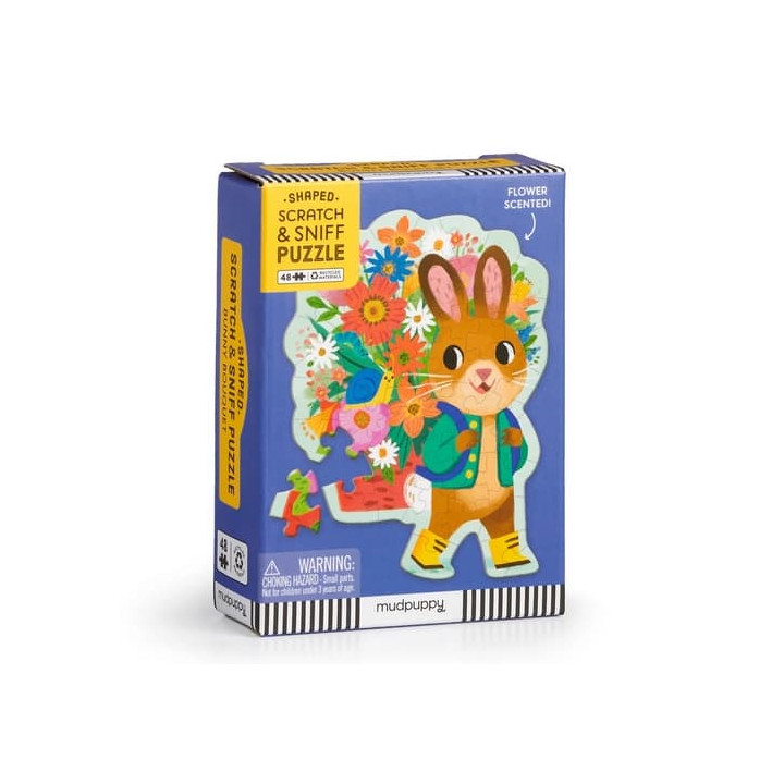 Mudpuppy Puzzle s blahopřáním Zajíček s kyticí