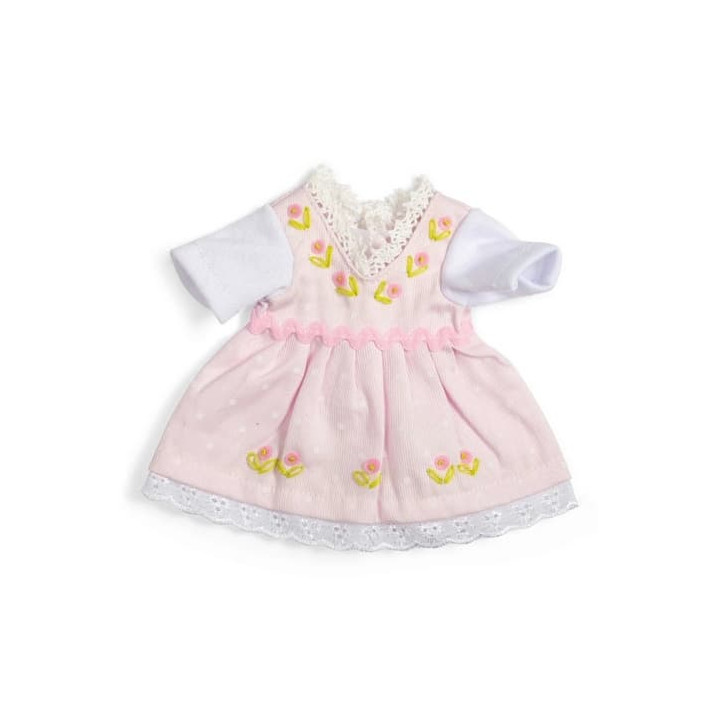 Bigjigs Toys Růžové šaty s bílým tričkem pro panenku 28 cm