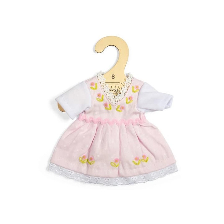 Bigjigs Toys Růžové šaty s bílým tričkem pro panenku 28 cm