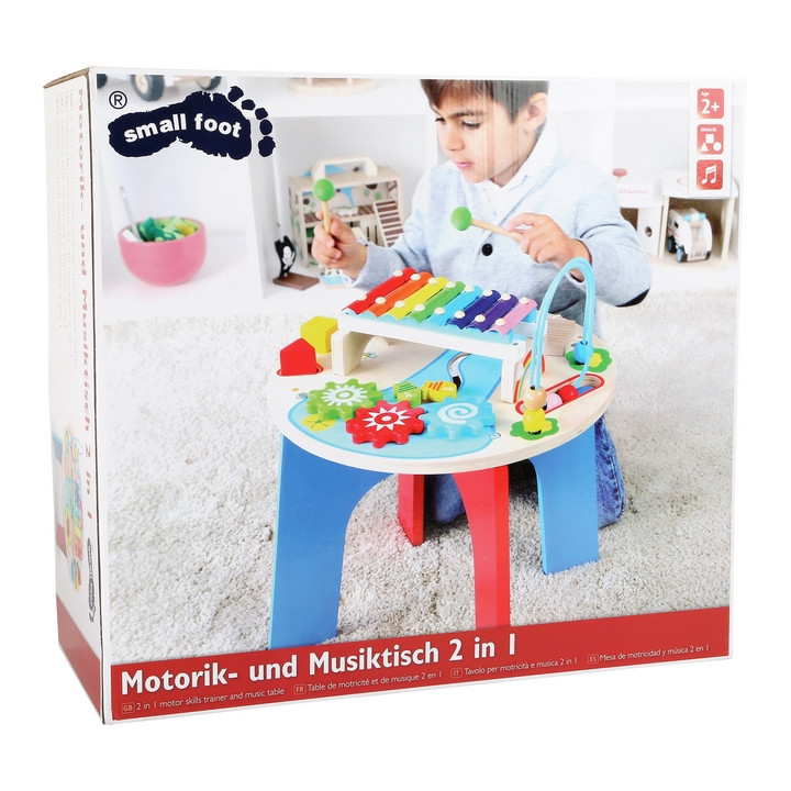 Small Foot Dřevěný motorický muzikální stůl 2v1