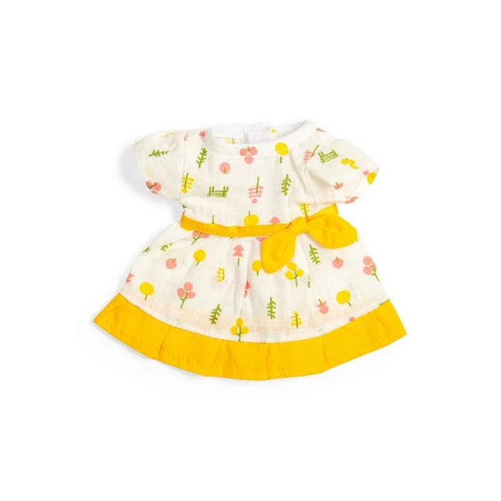 Bigjigs Toys Vzorované šaty se žlutým lemem pro panenku 28 cm