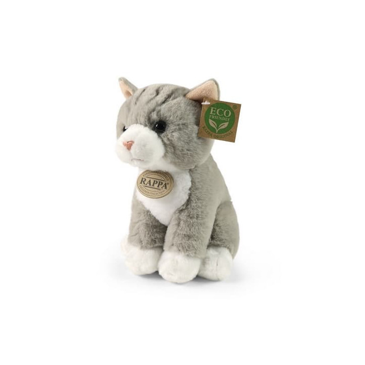 Rappa Plyšová kočka sedící šedá 23 cm SOFT COLLECTION, ECO-FRIENDLY