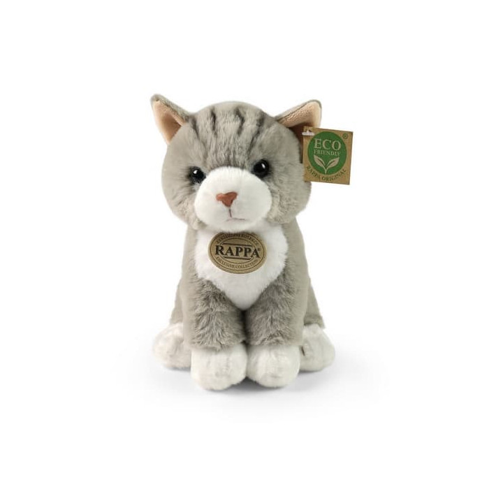 Rappa Plyšová kočka sedící šedá 23 cm SOFT COLLECTION, ECO-FRIENDLY