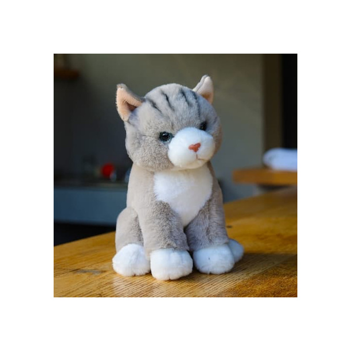 Rappa Plyšová kočka sedící šedá 23 cm SOFT COLLECTION, ECO-FRIENDLY
