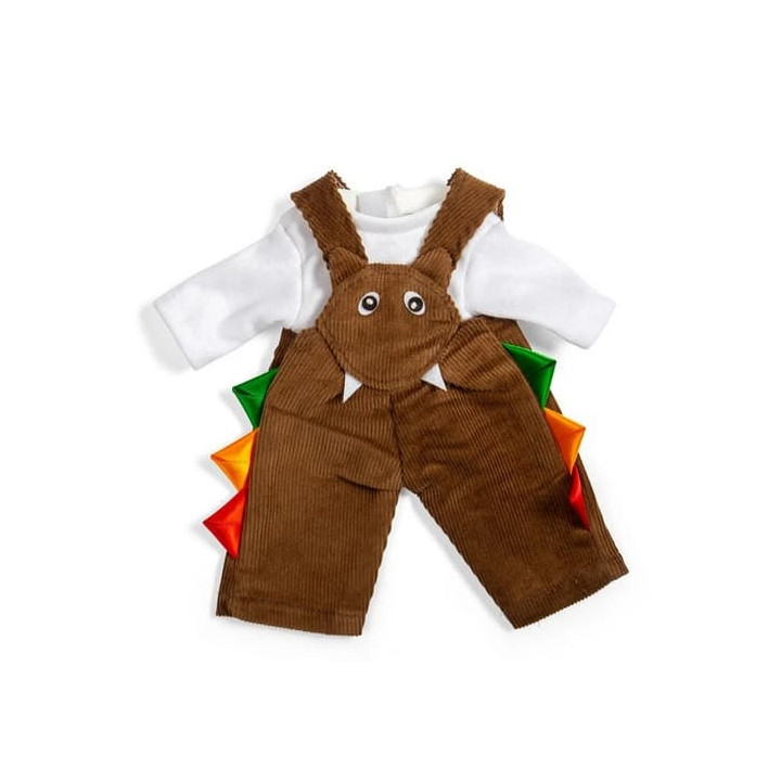 Bigjigs Toys Hnědé manšestrové kalhoty s laclem pro panenku 28 cm