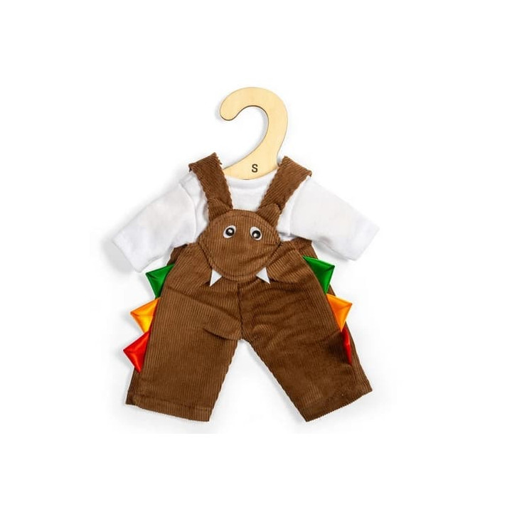 Bigjigs Toys Hnědé manšestrové kalhoty s laclem pro panenku 28 cm
