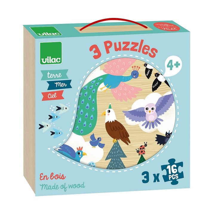 Vilac Dřevěné puzzle Moře země vzduch