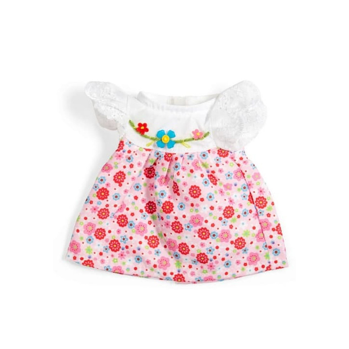 Bigjigs Toys Růžové šaty s krajkovými rukávy pro panenku 28 cm