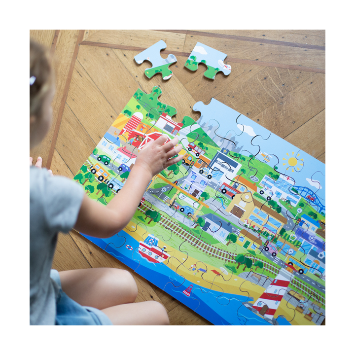 Bigjigs Toys Podlahové puzzle Město 48 dílků