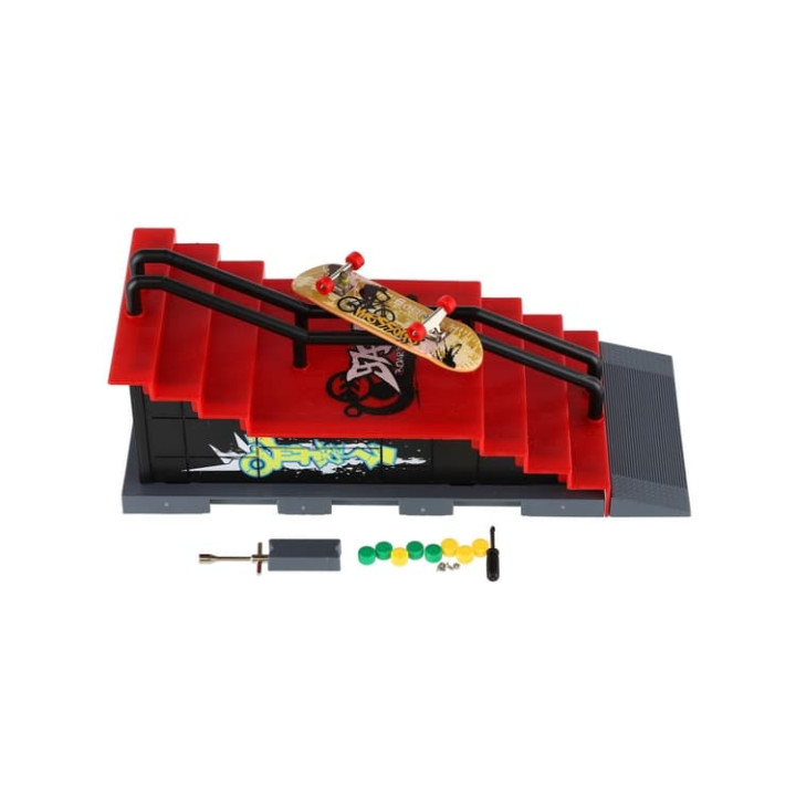 Skatepark - skateboard prstový šroubovací s rampou plast 8cm s doplňky v krabici