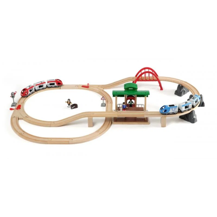 Brio 33512 Vláčkodráha velká s výhybkami, mostem, nástupištěm 42 dílů
