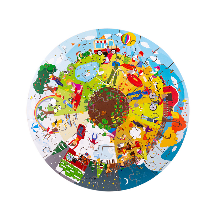 Bigjigs Toys Kulaté podlahové puzzle Čtyří roční období 50 dílků