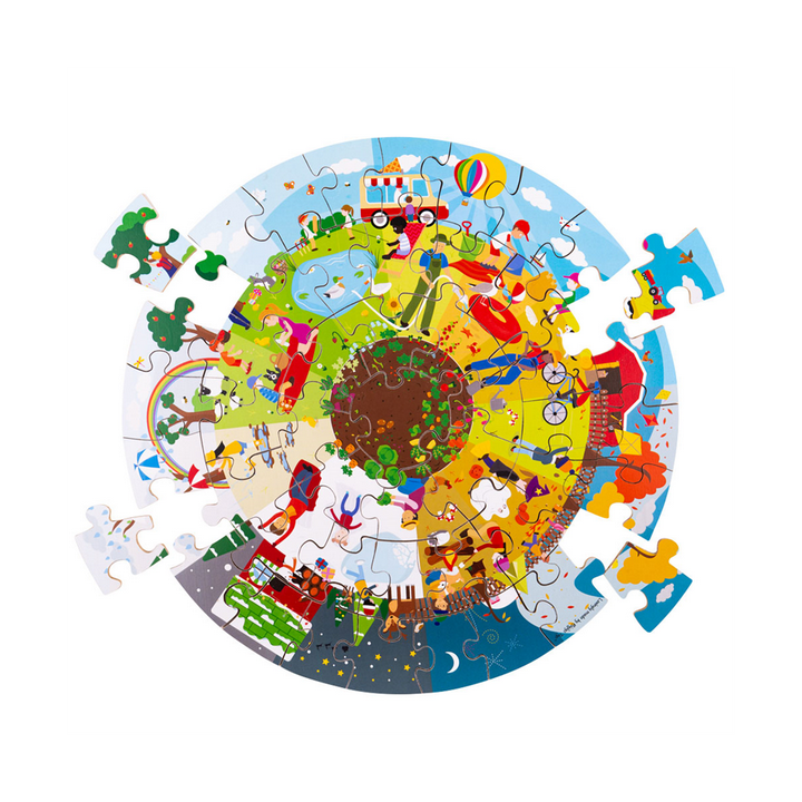 Bigjigs Toys Kulaté podlahové puzzle Čtyří roční období 50 dílků