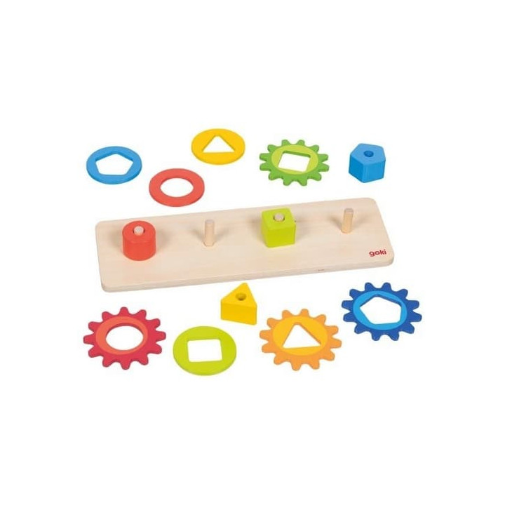 Goki Dřevěná třídící deska s ozubenými koly