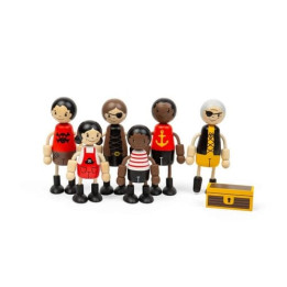 Bigjigs Toys Sada dřevěných postaviček Piráti