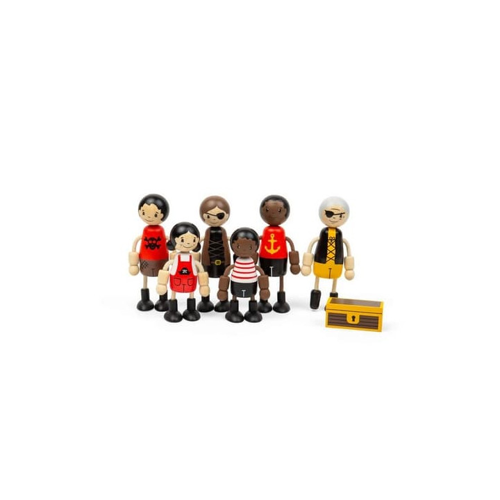 Bigjigs Toys Sada dřevěných postaviček Piráti
