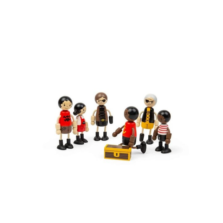 Bigjigs Toys Sada dřevěných postaviček Piráti