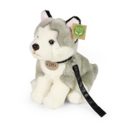 Rappa Plyšový pes husky sedící s vodítkem 28 cm ECO-FRIENDLY