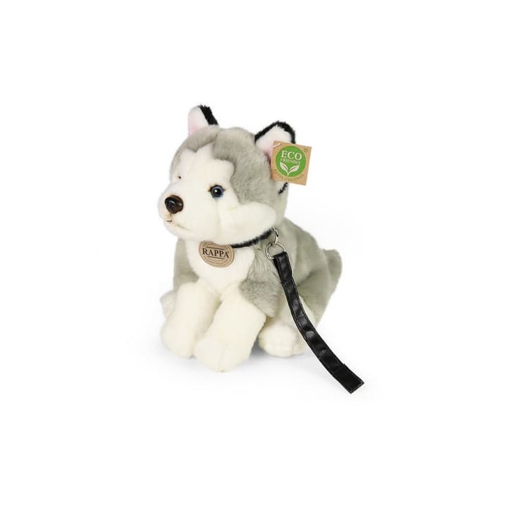 Rappa Plyšový pes husky sedící s vodítkem 28 cm ECO-FRIENDLY
