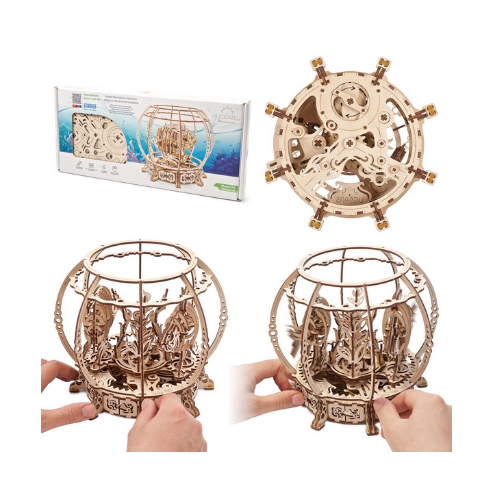 Ugears 3D dřevěné mechanické puzzle Mechanické akvárium