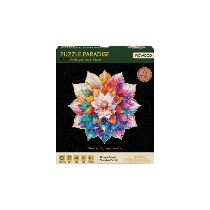 RoboTime Dřevěné puzzle Květinová mandala