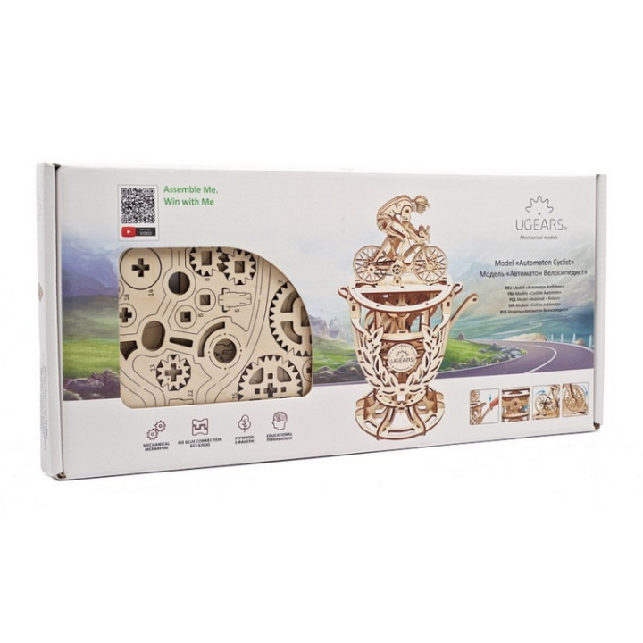 Ugears 3D dřevěné mechanické puzzle Samohybný cyklista