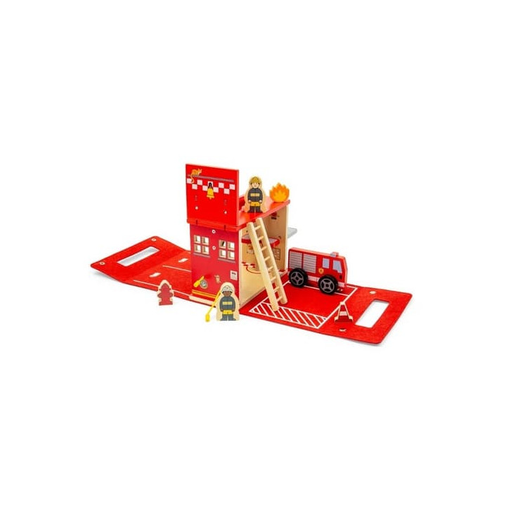 Bigjigs Toys Dřevěná hasičská stanice na cesty