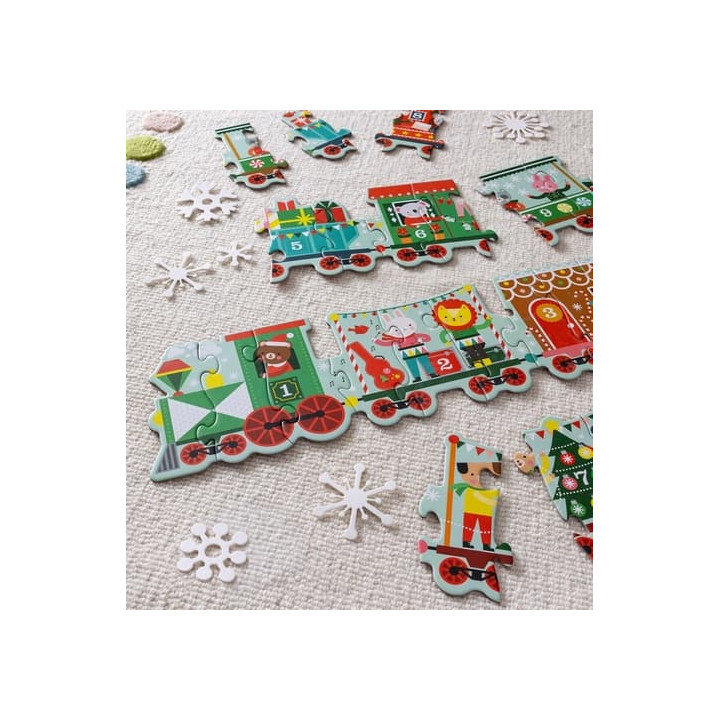 Petit Collage Podlahové puzzle Vánoční vláček