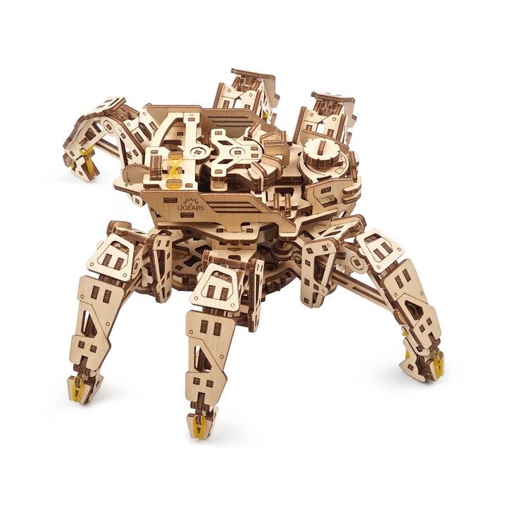 Ugears 3D dřevěné mechanické puzzle Šestinohý průzkumník (hexapod)