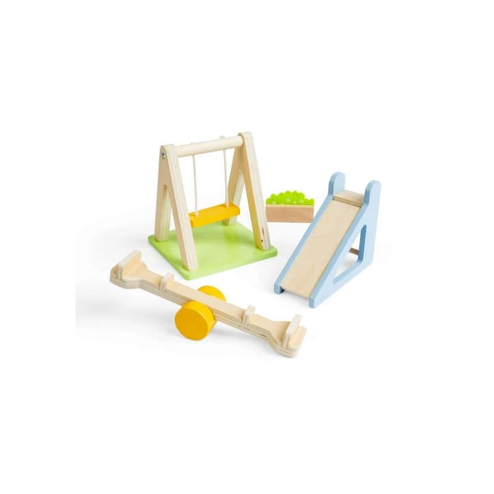 Bigjigs Toys Dřevěný nábytek do domečku pro panenky Venkovní hřiště