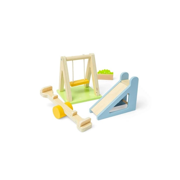 Bigjigs Toys Dřevěný nábytek do domečku pro panenky Venkovní hřiště
