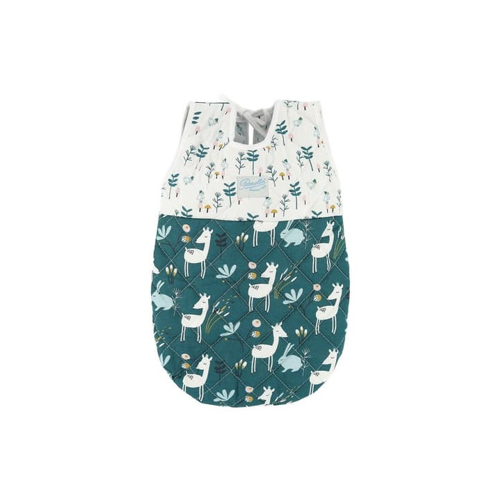Petitcollin Spací vak zeleno-bílý (pro panenku 36-40 cm)