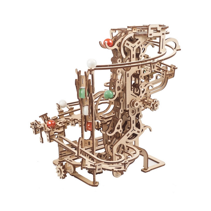Ugears 3D dřevěné mechanické puzzle Kuličková dráha řetězová