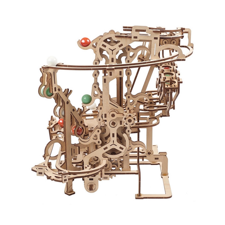 Ugears 3D dřevěné mechanické puzzle Kuličková dráha řetězová