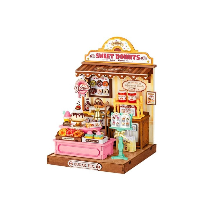 RoboTime 3D dřevěná skládačka Miniatura domečku Obchod s donuty