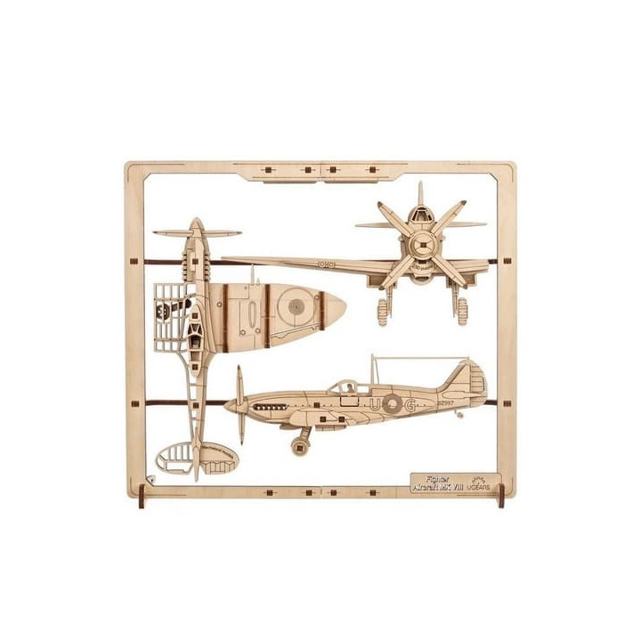Ugears 2,5D dřevěné mechanické puzzle Stíhací letadlo