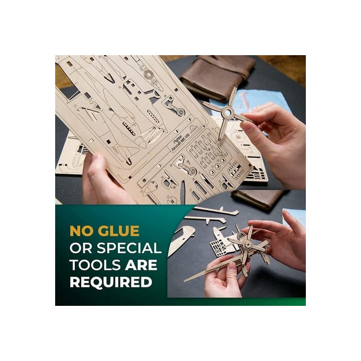 Ugears 2,5D dřevěné mechanické puzzle Stíhací letadlo