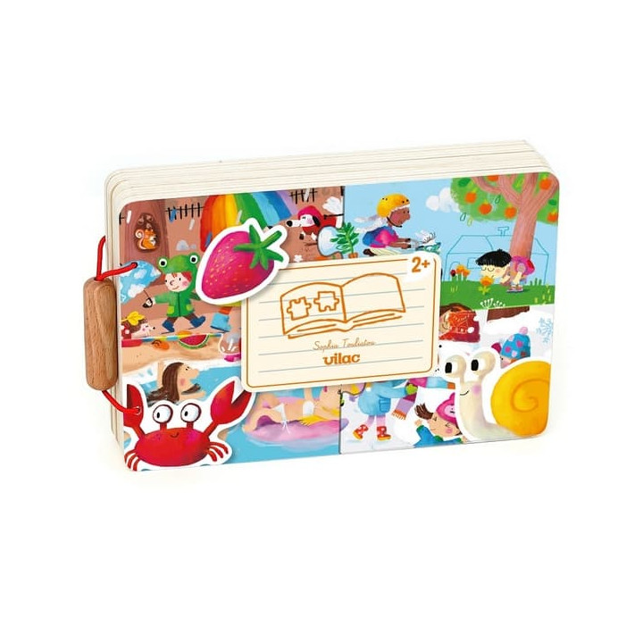 Vilac Dřevěná knížka s puzzle 4 roční období