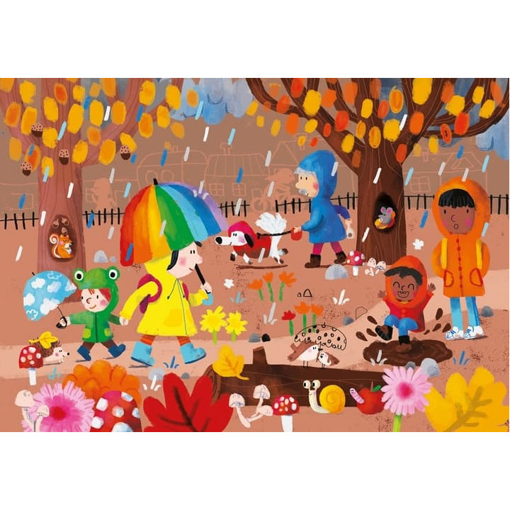 Vilac Dřevěná knížka s puzzle 4 roční období