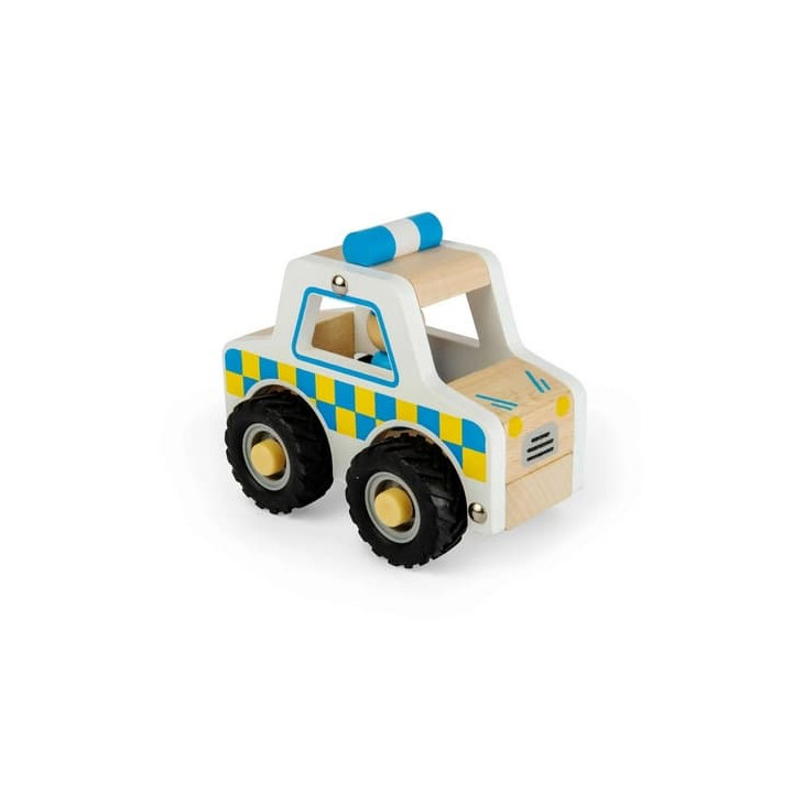 Bigjigs Toys Dřevěné mini policejní auto