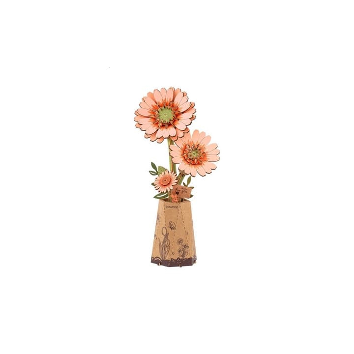 RoboTime 3D dřevěná skládačka Oranžová gerbera
