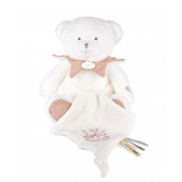 Doudou Dárková sada Plyšový medvídek s dečkou 30 cm růžový
