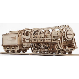 Ugears 3D dřevěné mechanické puzzle Parní lokomotiva 4-6-0 s tendrem