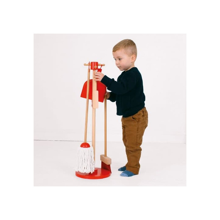 Bigjigs Toys úklidový hrací set červený