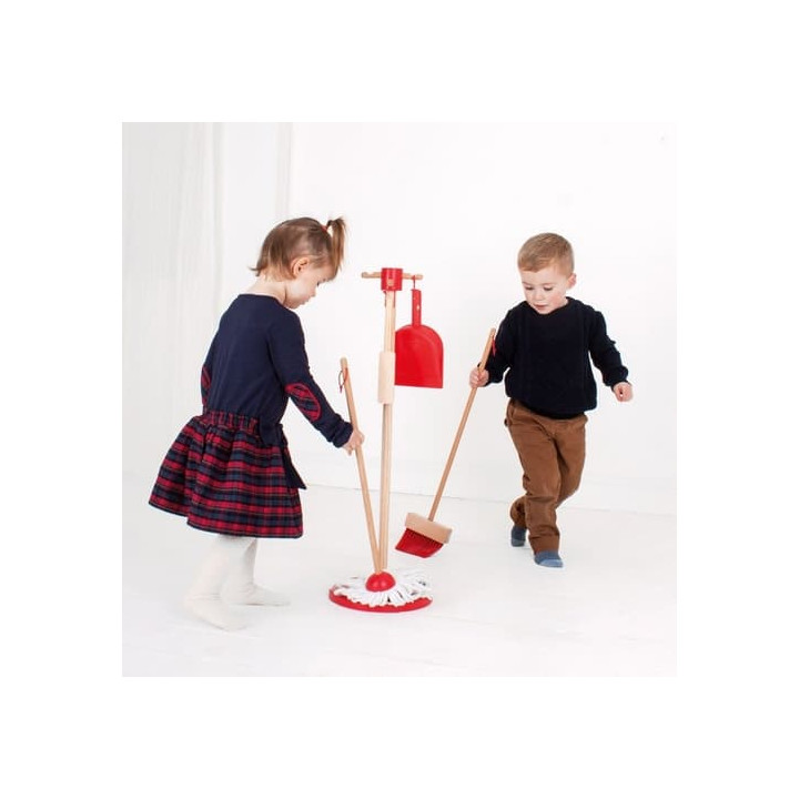 Bigjigs Toys úklidový hrací set červený