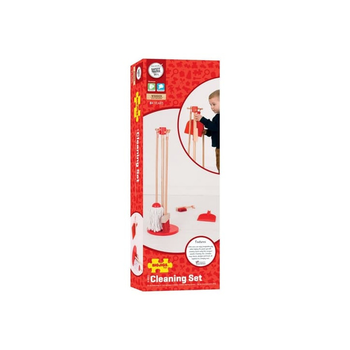 Bigjigs Toys úklidový hrací set červený