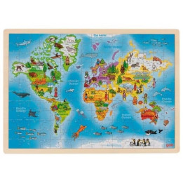 Goki Dřevěné puzzle Mapa světa
