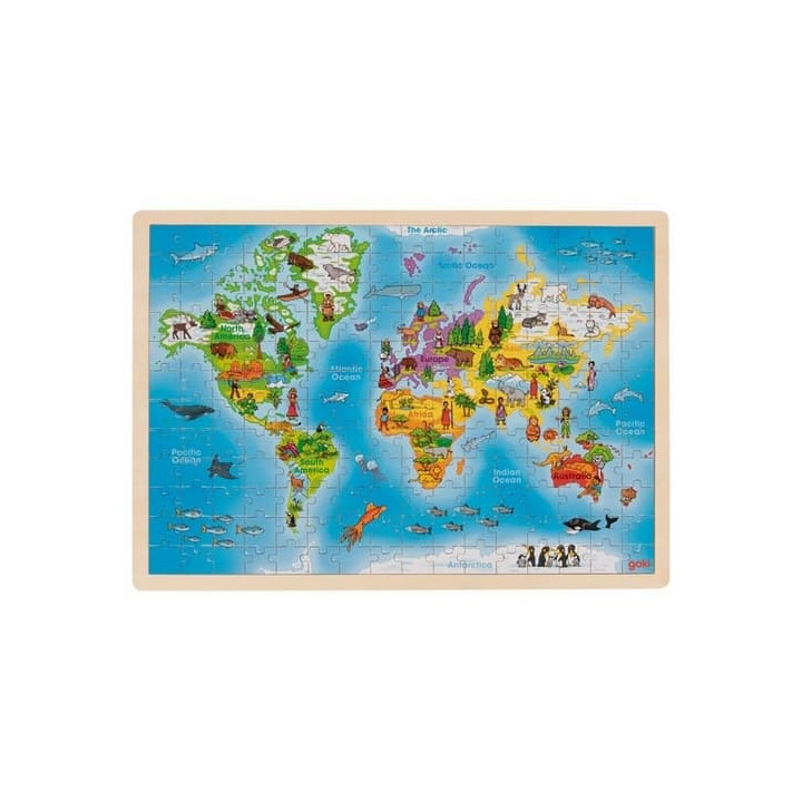 Goki Dřevěné puzzle Mapa světa